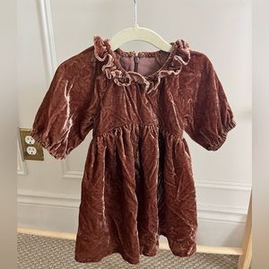 Noralee Adeline pink/brown velvet dress size 6-12 months